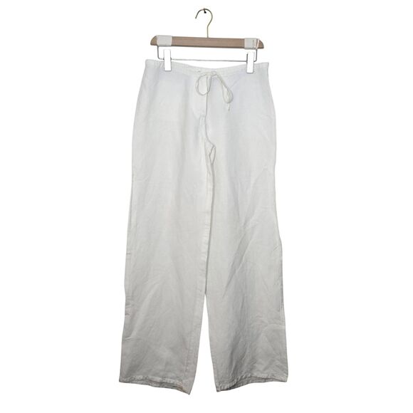 Outer Edge Pants Size Medium Linen Blend White Vacay Resort Lounge Drawstring - Picture 1 of 9